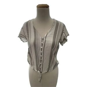 Sim & Sam button down tie front crop blouse
